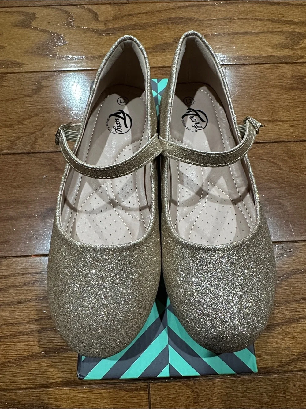 Trary Girls Glitter Mary Jane Flats - Gold